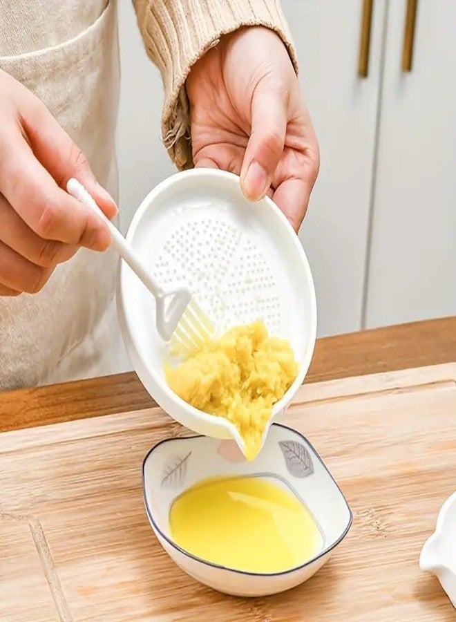 FEBLICH Ceramic Garlic Grater Plate with Brush Manual Crusher Grinder Tool for Ginger, Garlic, Turmeric, Nutmeg, Fruits & Vegetables Durable, Easy to Clean, Non-Slip Kitchen Utensil (Medium) - Image 1